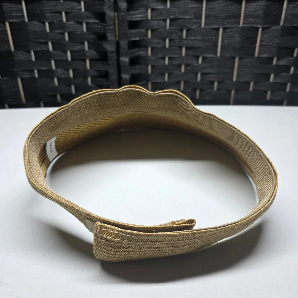 Nine West Straw Sun Visor Hat Tan Brown‎ Woven Adjustable Hook Loop One Size